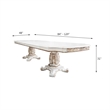 ACME Vendome Wood Dining Table with Double Pedestal in Antique Pearl