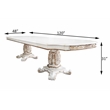ACME Vendome Wood Dining Table with Double Pedestal in Antique Pearl