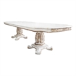 ACME Vendome Wood Dining Table with Double Pedestal in Antique Pearl