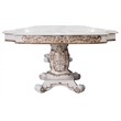 ACME Vendome Wood Dining Table with Double Pedestal in Antique Pearl