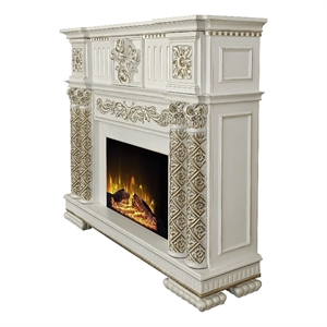 acme vendome fireplace in antique pearl finish