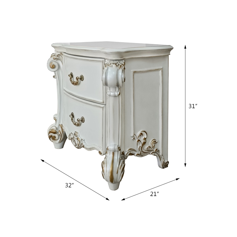 ACME Vendome 2-Drawer Wooden Nightstand in Antique Pearl