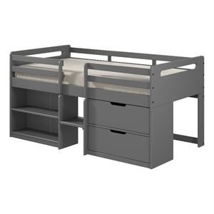 acme fabiana twin loft bed with storage in gray finish