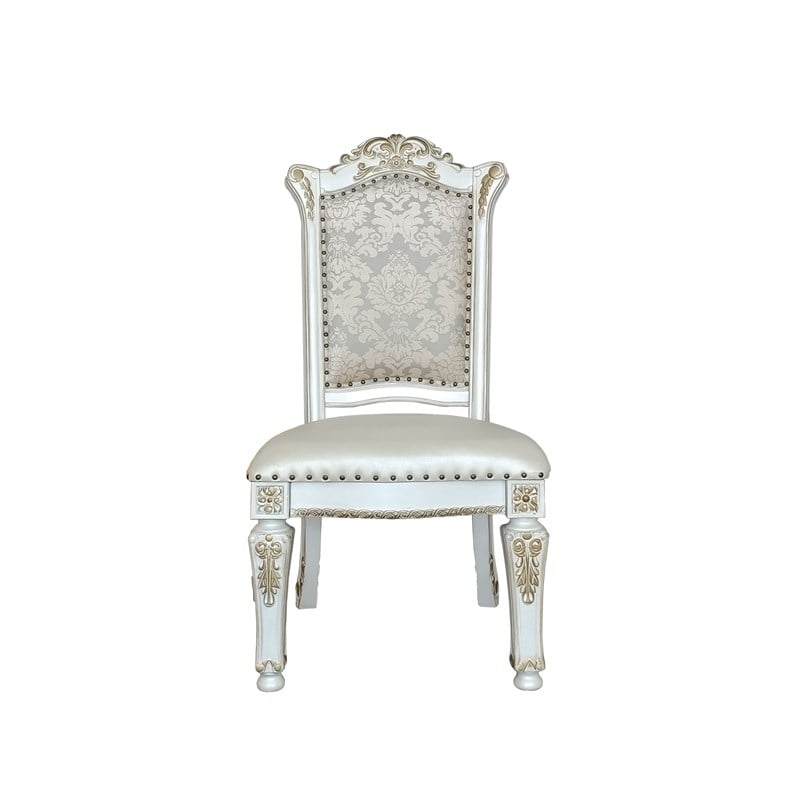 ACME Vendome Faux Leather Upholstered Side Chair in  Antique Pearl