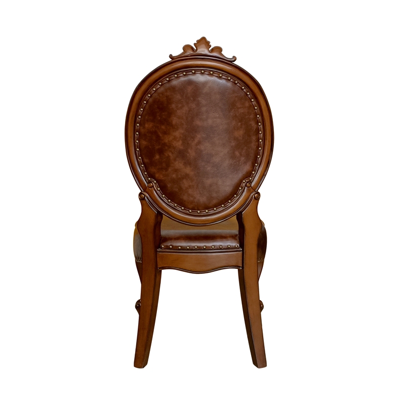 ACME Versailles Faux Leather  Upholstered Side Chair in Cherry