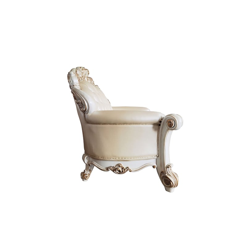 ACME Vendome Loveseat with 3 Pillows in Champagne PU & Antique Pearl Finsih