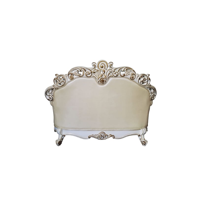 ACME Vendome Loveseat with 3 Pillows in Champagne PU & Antique Pearl Finsih