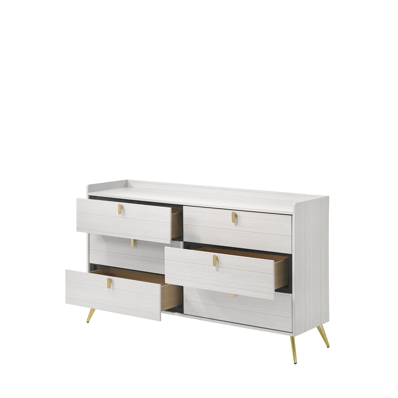 ACME Zeena 6-Drawer Wooden Dresser in White