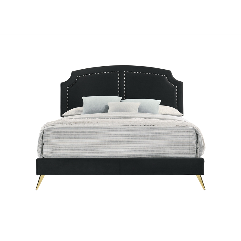 ACME Zeena Eastern King Bed in Black Velvet