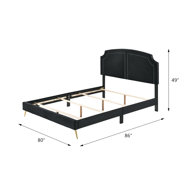 ACME Zeena Eastern King Bed in Black Velvet