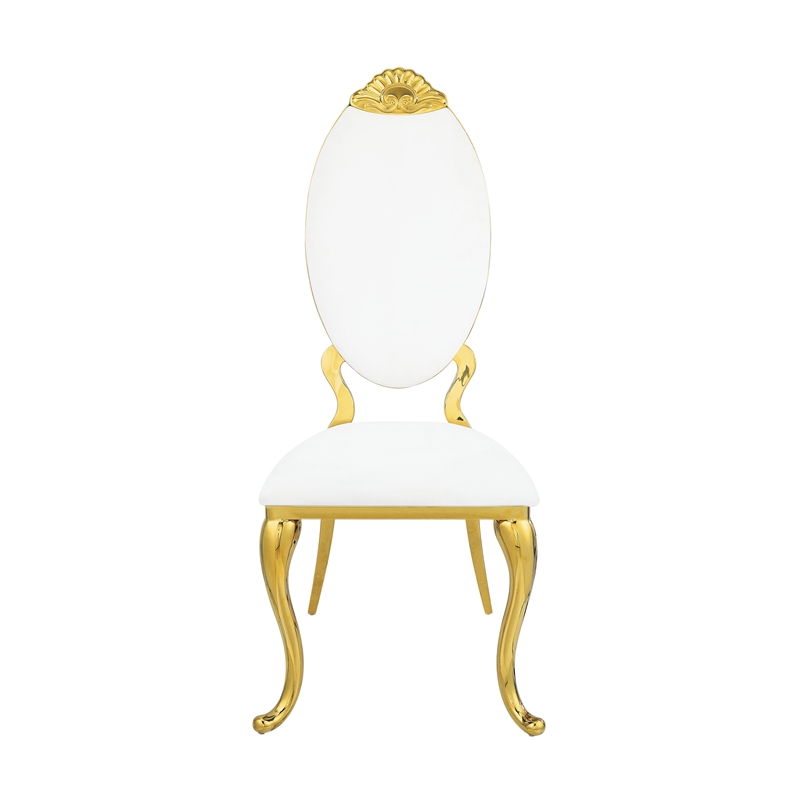 ACME Fallon Side Chair(Set-2) in White PU & Mirroed Gold Finish