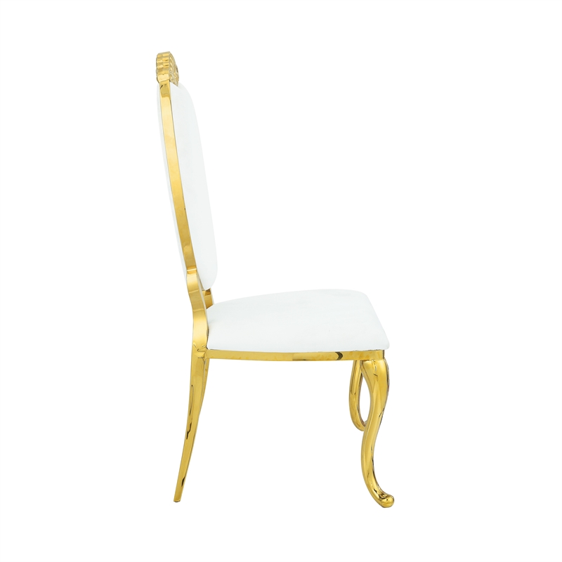 ACME Fallon Side Chair(Set-2) in White PU & Mirroed Gold Finish