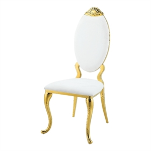acme fallon side chair(set-2) in white pu & mirroed gold finish