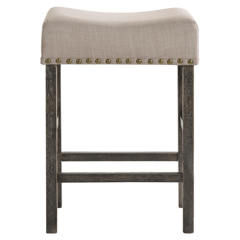 ACME Martha II Counter Height Stool in Tan Linen and Weathered Gray (Set of 2)