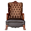 ACME Dresden Traditional Upholstered Chair in Golden Brown Velvet and Cherry Oak