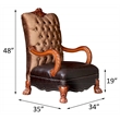 ACME Dresden Traditional Upholstered Chair in Golden Brown Velvet and Cherry Oak