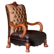 ACME Dresden Traditional Upholstered Chair in Golden Brown Velvet and Cherry Oak