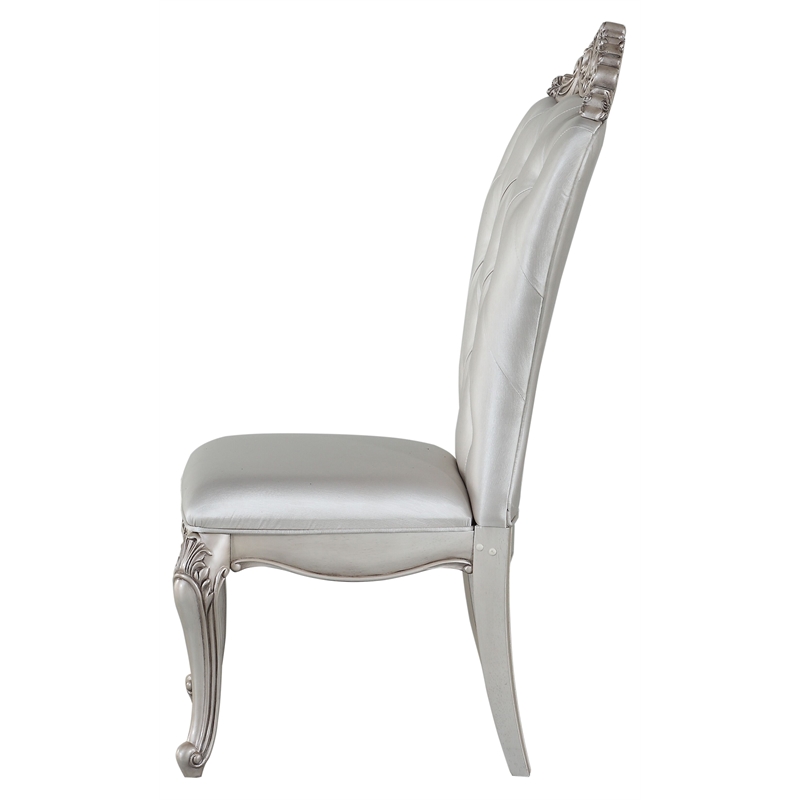 ACME Gorsedd Upholstered Tufted Side Chair in Cream and Golden Ivory Set of 2
