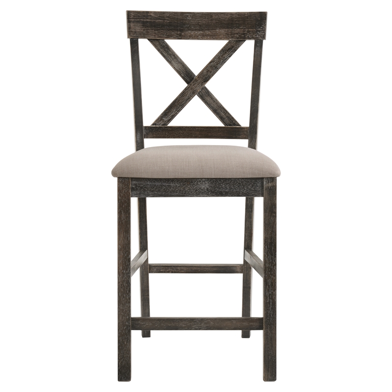 ACME Martha II Counter Height Chair in Tan Linen and Weathered Gray (Set of 2)