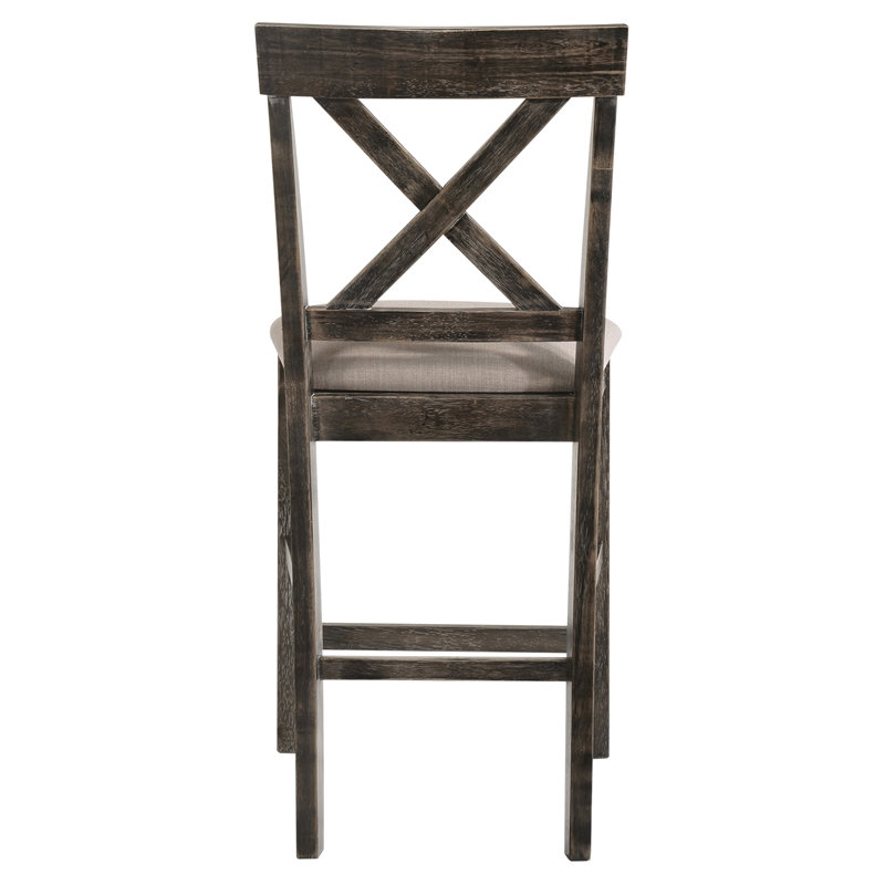 ACME Martha II Counter Height Chair in Tan Linen and Weathered Gray (Set of 2)