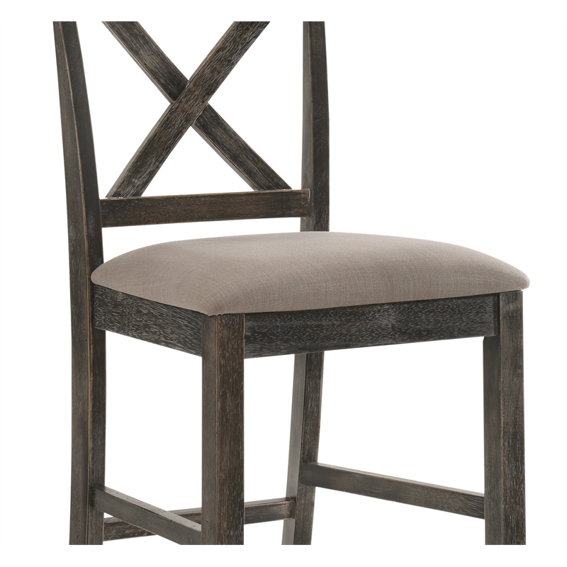ACME Martha II Counter Height Chair in Tan Linen and Weathered Gray (Set of 2)