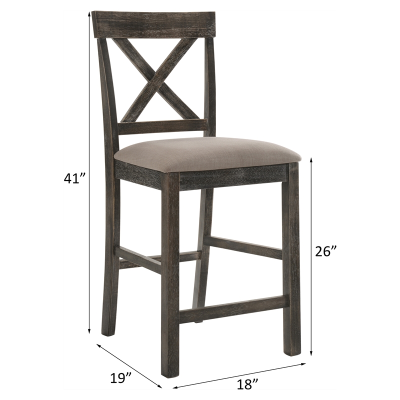 ACME Martha II Counter Height Chair in Tan Linen and Weathered Gray (Set of 2)