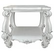 ACME Versailles Square Wood End Table with Bottom Shelf in Bone White