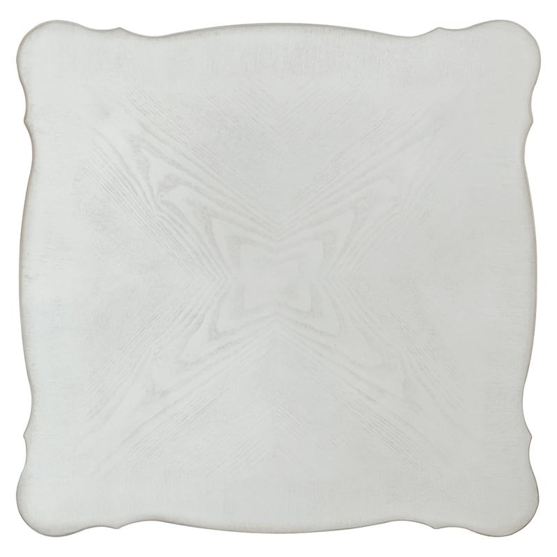 ACME Versailles Square Wood End Table with Bottom Shelf in Bone White