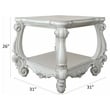 ACME Versailles Square Wood End Table with Bottom Shelf in Bone White