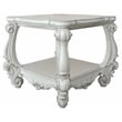ACME Versailles Square Wood End Table with Bottom Shelf in Bone White
