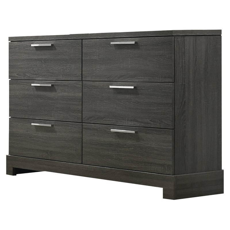 ACME Lantha Rectangular Wood Dresser with 6 Drawers in Gray Oak