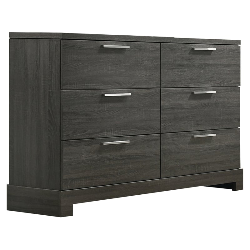 ACME Lantha Rectangular Wood Dresser with 6 Drawers in Gray Oak