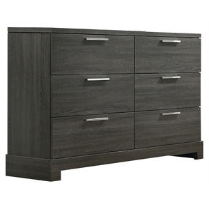 acme lantha rectangular wood dresser with 6 drawers in gray oak
