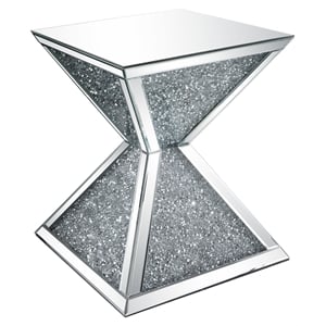 ACME Noralie Square End Table in Mirrored and Faux Diamonds