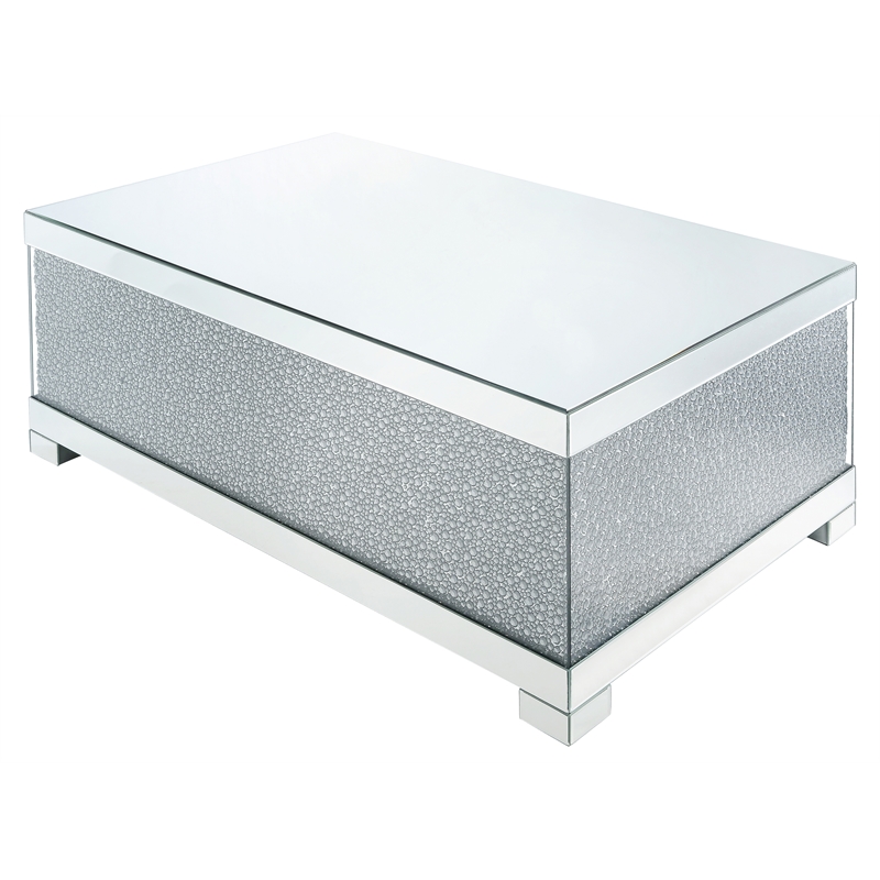ACME Mallika Rectangular Coffee Table in Mirrored and Faux Crystals