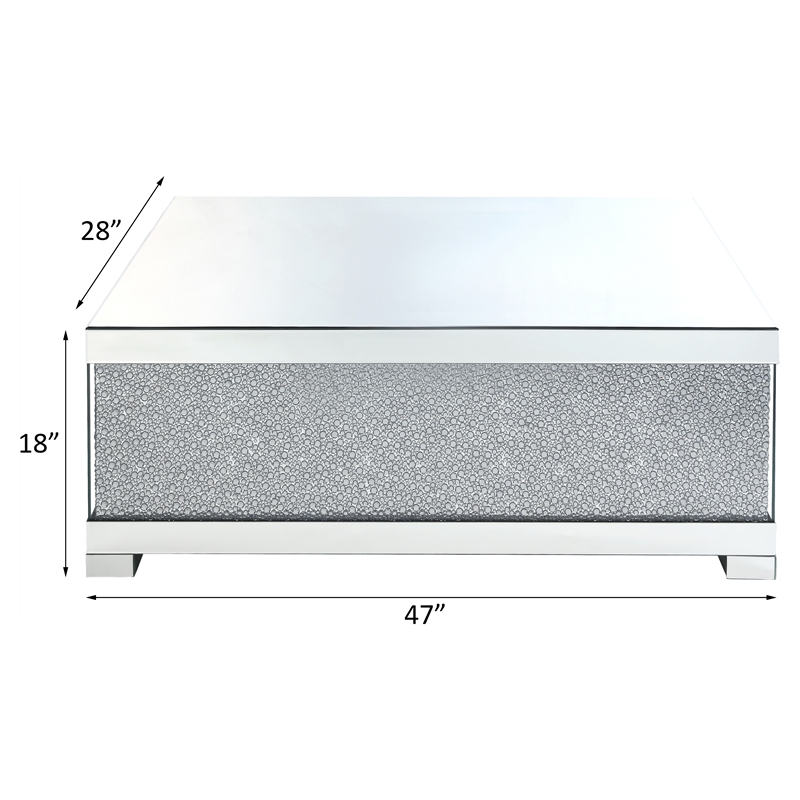 ACME Mallika Rectangular Coffee Table in Mirrored and Faux Crystals