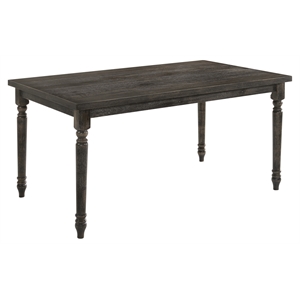 acme claudia ii rectangular wood turned legs dining table in weathered gray