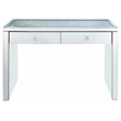 ACME Noralie 2-Drawer 2-Door Console Table in Mirrored and Faux Diamonds