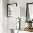 ACME Nysa Square Table Lamp in White Fabric and Mirrored