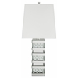 ACME Nysa Square Table Lamp in White Fabric and Mirrored
