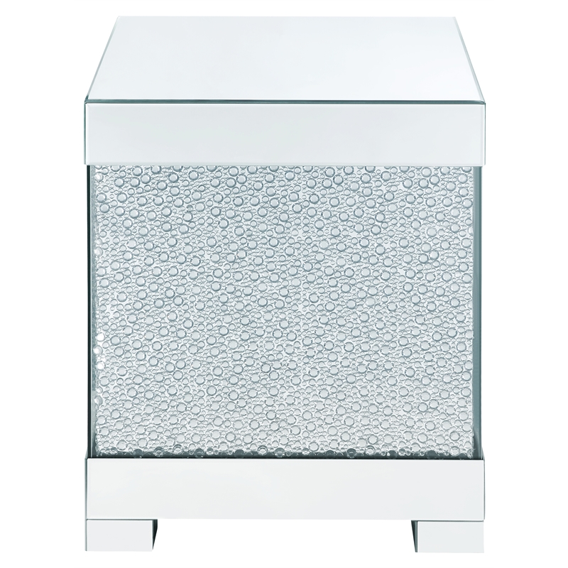 ACME Mallika Square End Table in Mirrored and Faux Crystals