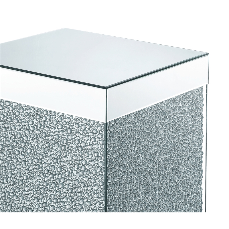 ACME Mallika Square End Table in Mirrored and Faux Crystals