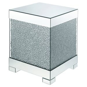 ACME Mallika Square End Table in Mirrored and Faux Crystals