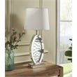 ACME Nysa Drum Shape Table Lamp in White Fabric and Mirrored