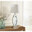 ACME Nysa Drum Shape Table Lamp in White Fabric and Mirrored