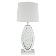 ACME Nysa Drum Shape Table Lamp in White Fabric and Mirrored