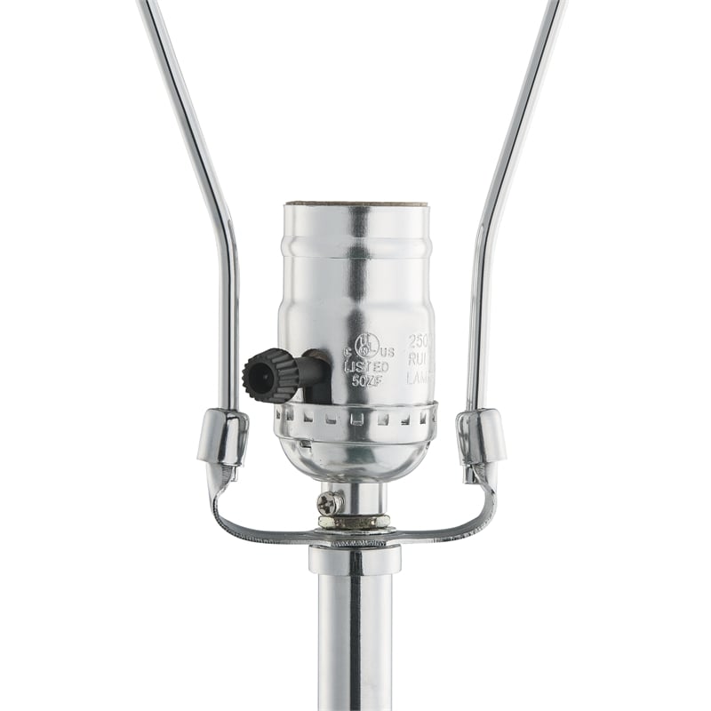 ACME Nysa Drum Shape Table Lamp in White Fabric and Mirrored