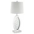 ACME Nysa Drum Shape Table Lamp in White Fabric and Mirrored