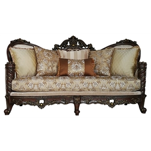 acme devayne traditional european sofa with queen anne legs in dark walnut