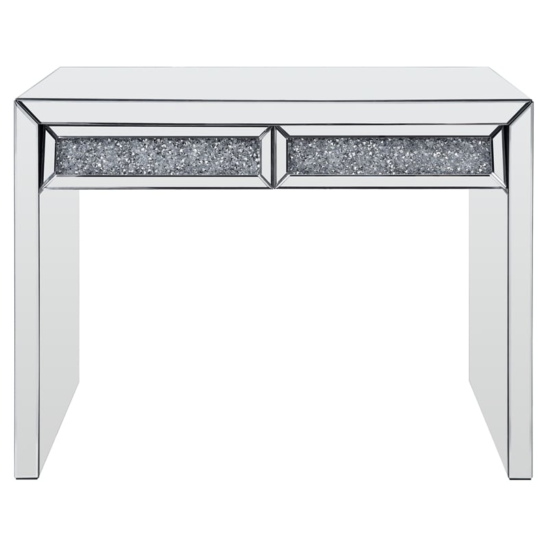 ACME Noralie Faux Diamonds Inlay Console Table with Drawer in Mirrored